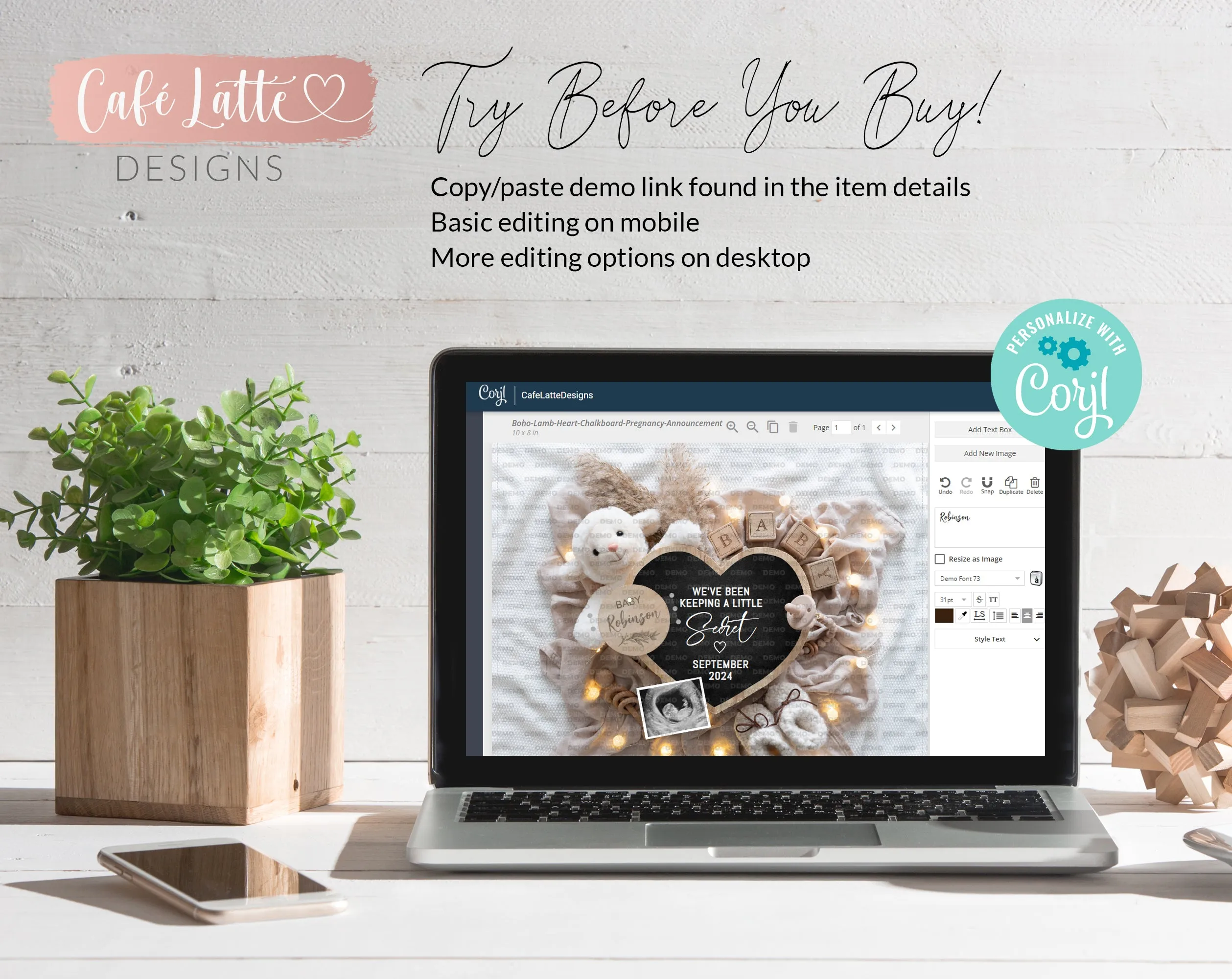 Gender Neutral Pregnancy Announcement - Boho Lamb Digital With Heart Board