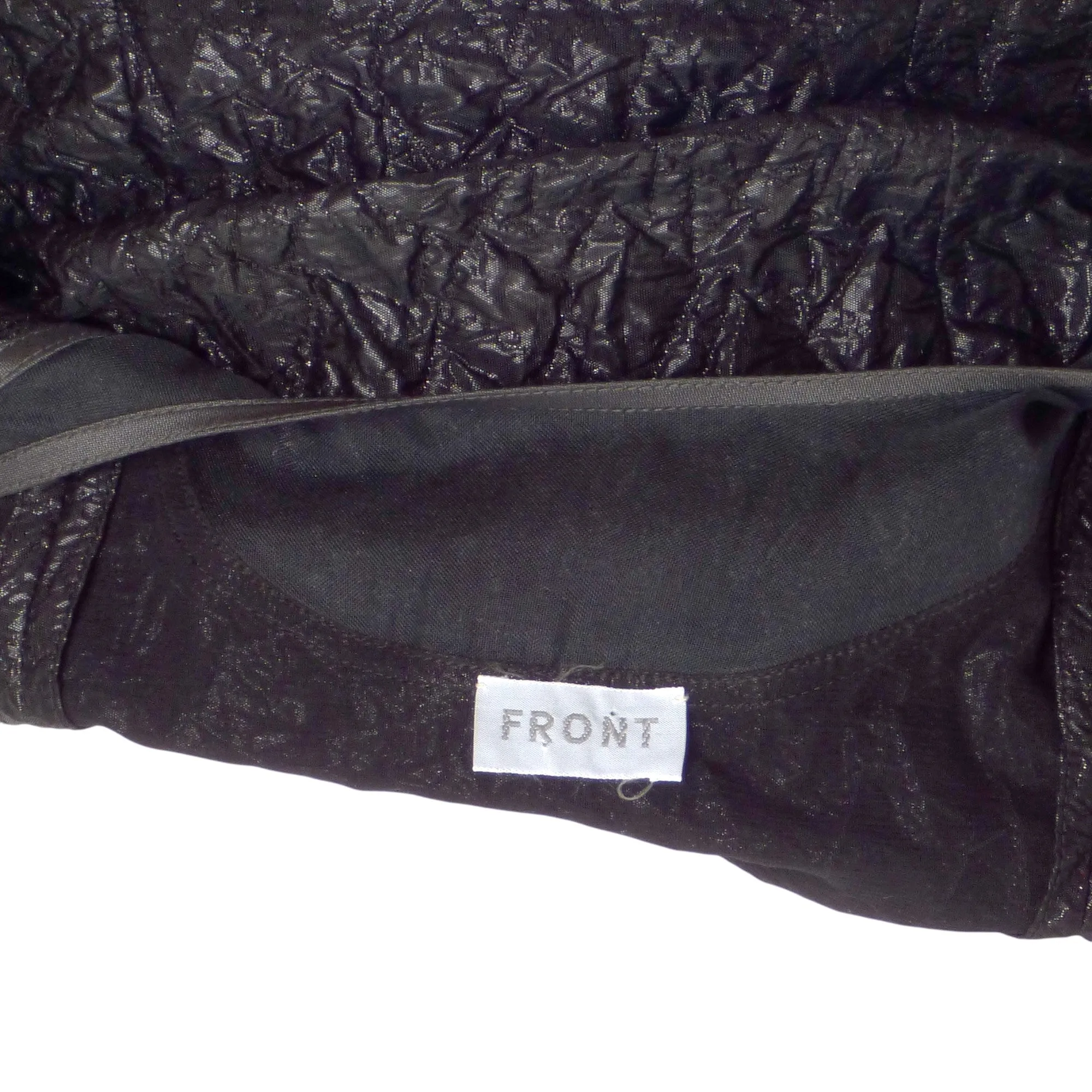 GEOFFREY BEENE- 1980s Black Crinkle Lamé Dress, Size 4