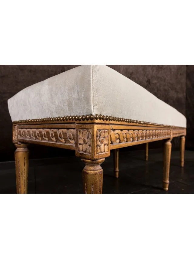 Gilt Leg Bench with Ivory Velvet