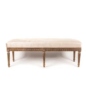 Gilt Leg Bench with Ivory Velvet