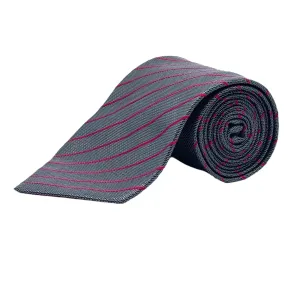 GIORGIO ARMANI Diagonal Stripe Silk Tie - Grey & Fuchsia