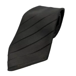 GIORGIO ARMANI Tone-on-Tone Diagonal Striped Silk Blend Tie - Black New w/Tags