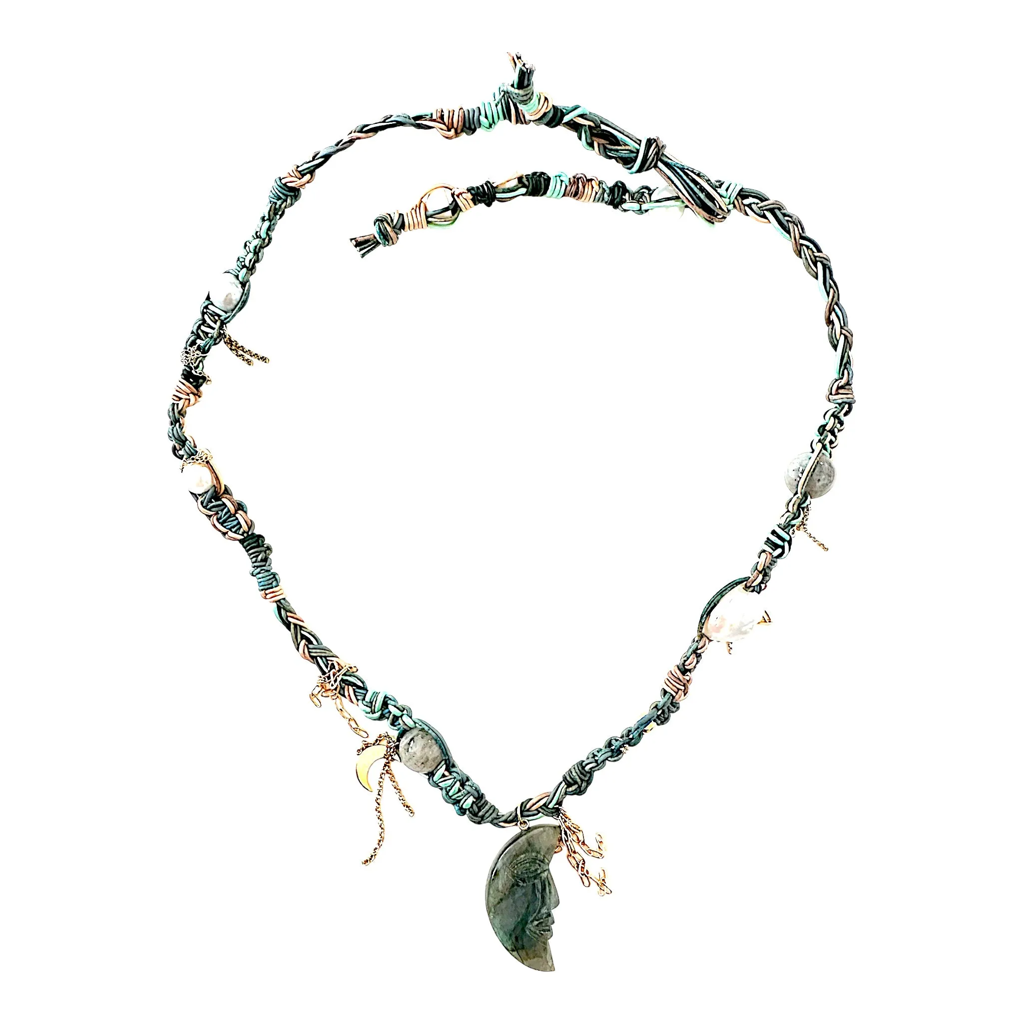 Glowing Moon Leather Rockstar Necklace
