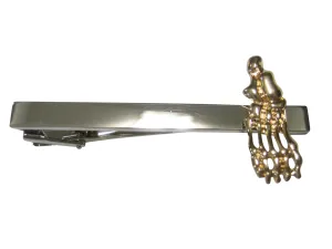 Gold Toned Medical Podiatrist Anatomical Foot Skeleton Tie Clip