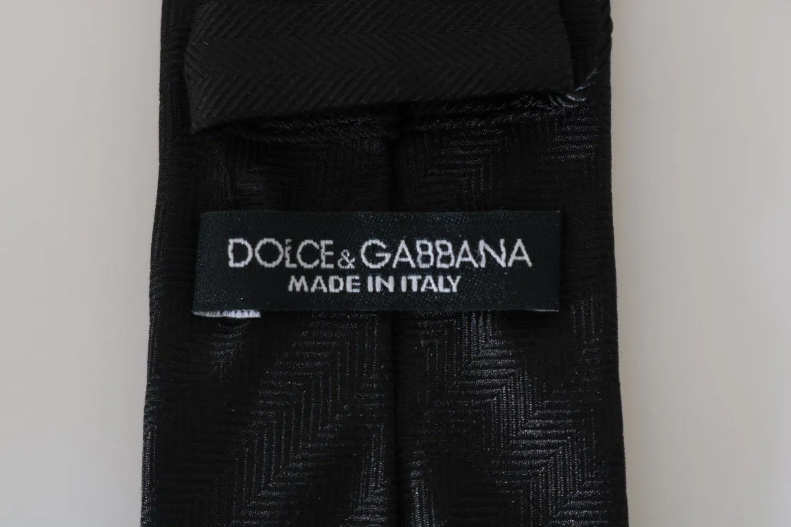Gray Silk Patterned Tie