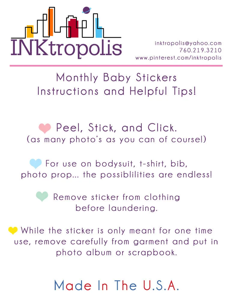 Green and Blue Patterned Baby Month Stickers - Tie Shaped