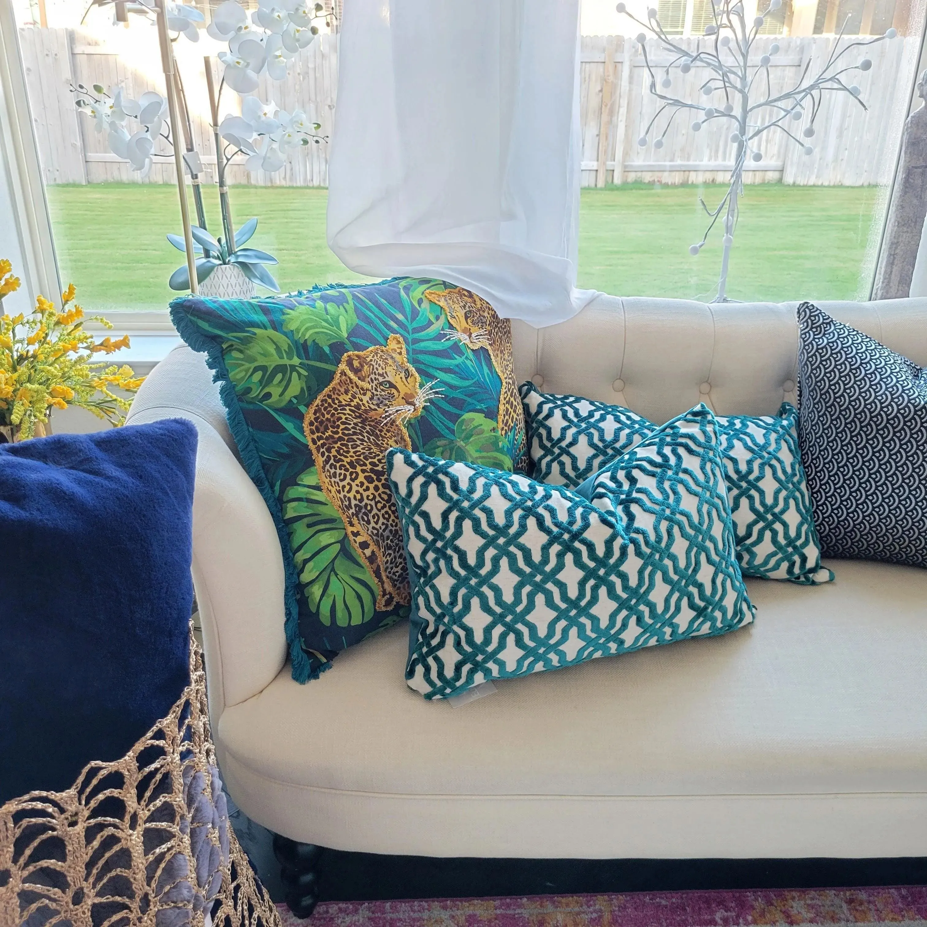 Greenery and Tigers Pillow
