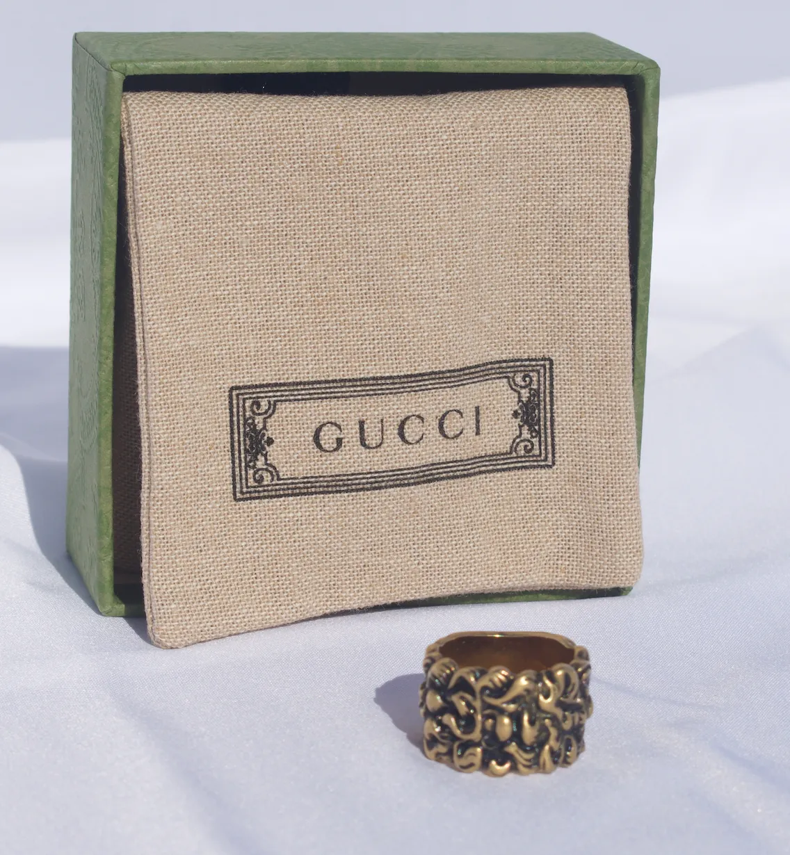 Gucci Lionhead Mane Ring in Antique Gold