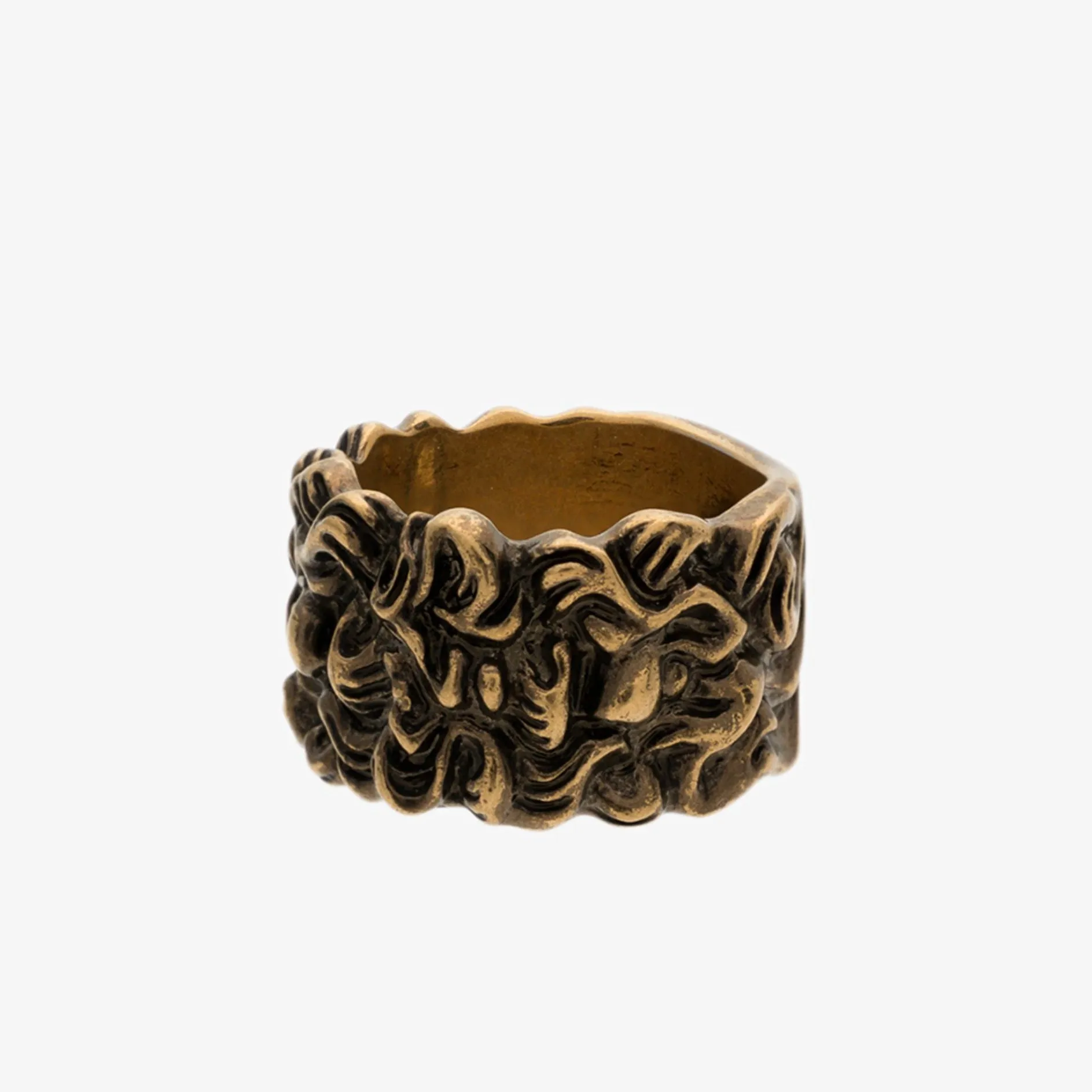 Gucci Lionhead Mane Ring in Antique Gold
