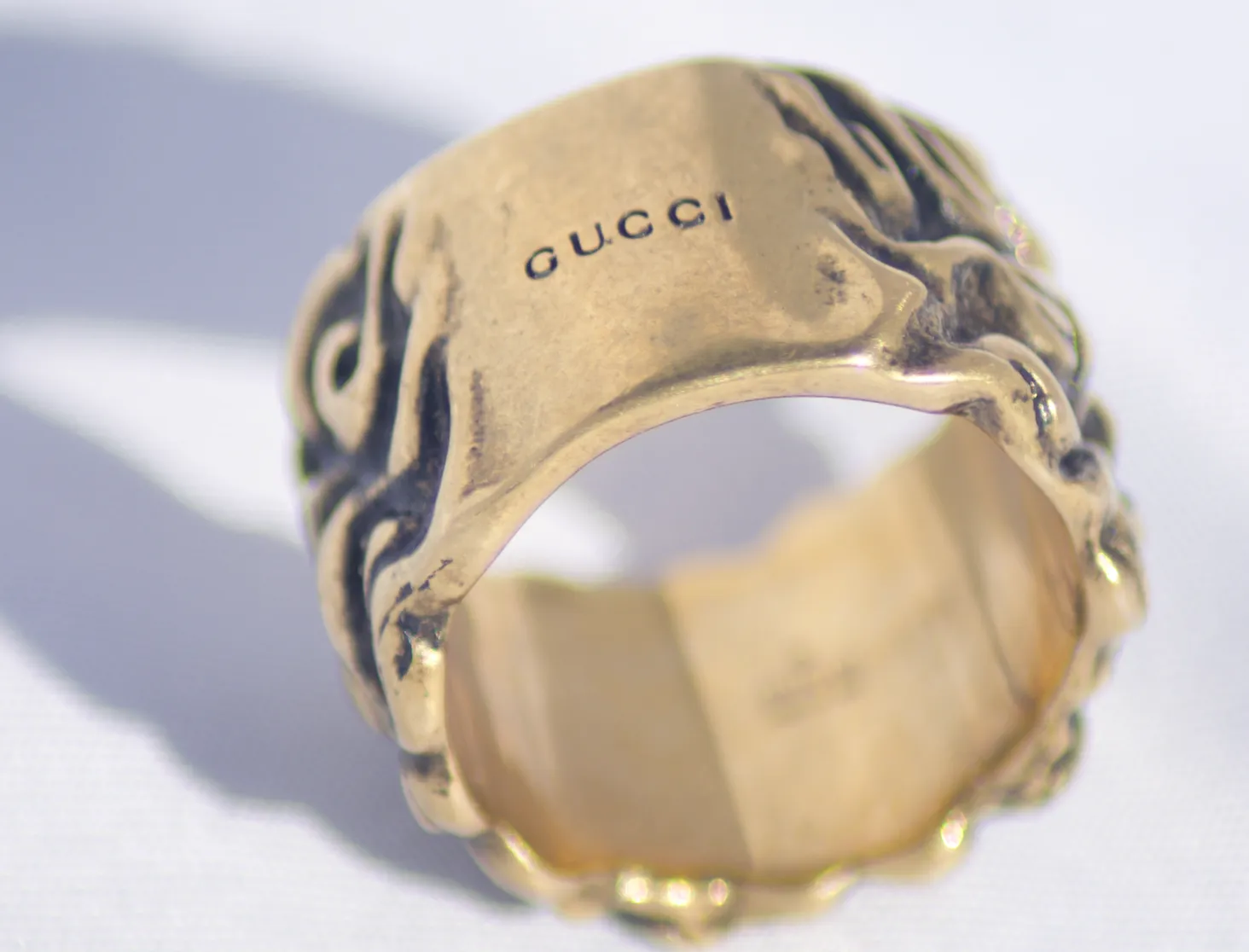 Gucci Lionhead Mane Ring in Antique Gold