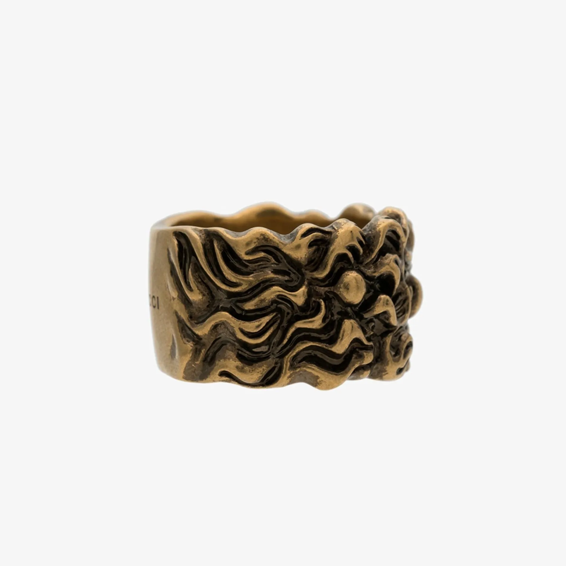 Gucci Lionhead Mane Ring in Antique Gold