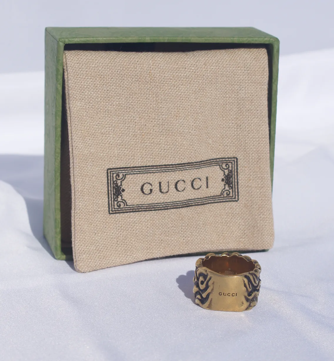 Gucci Lionhead Mane Ring in Antique Gold