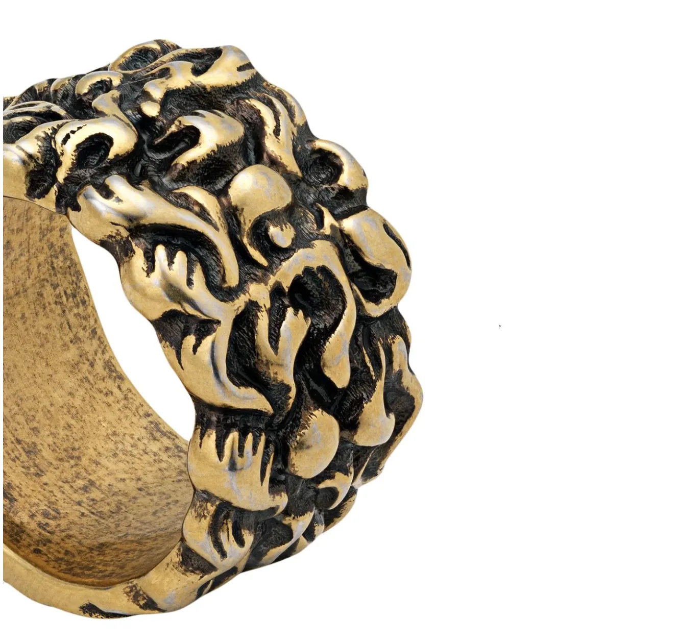 Gucci Lionhead Mane Ring in Antique Gold