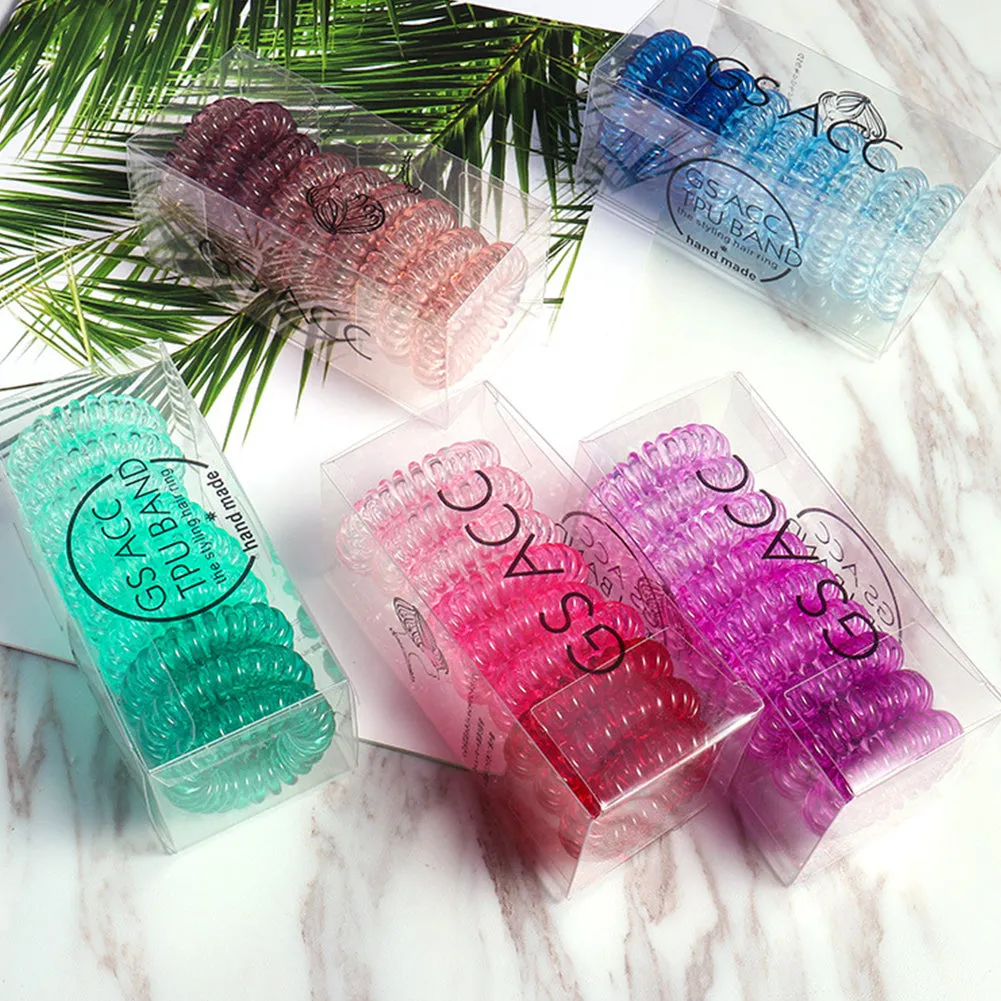 Hair Ties Coil Hair Ties, Phone Cord Hair Ties  Color Gradient  5#gradient green