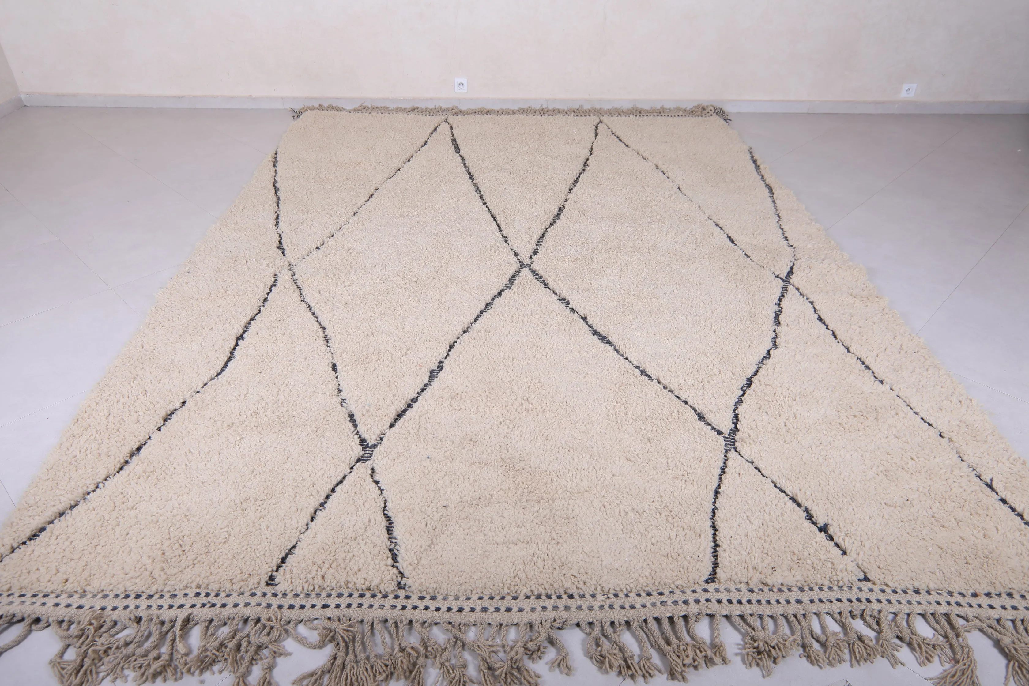 Hand knotted beni ourain rug - Moroccan area rug