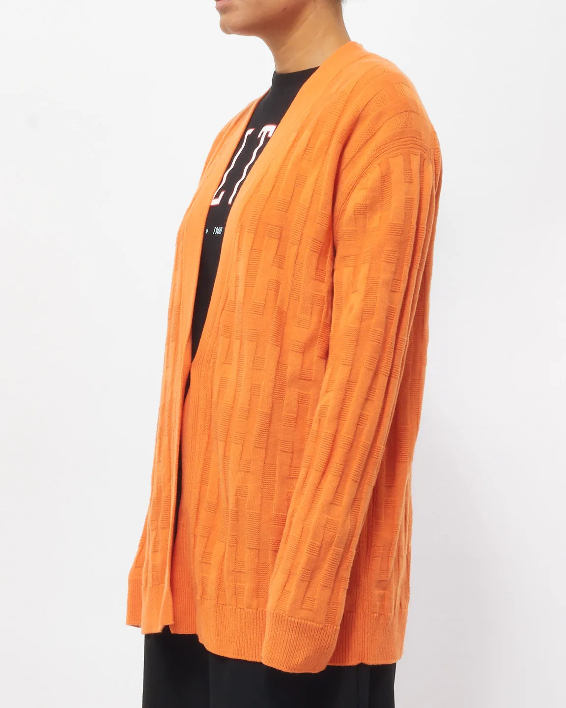 Hermès Orange Wool Logo Cardigan - 40
