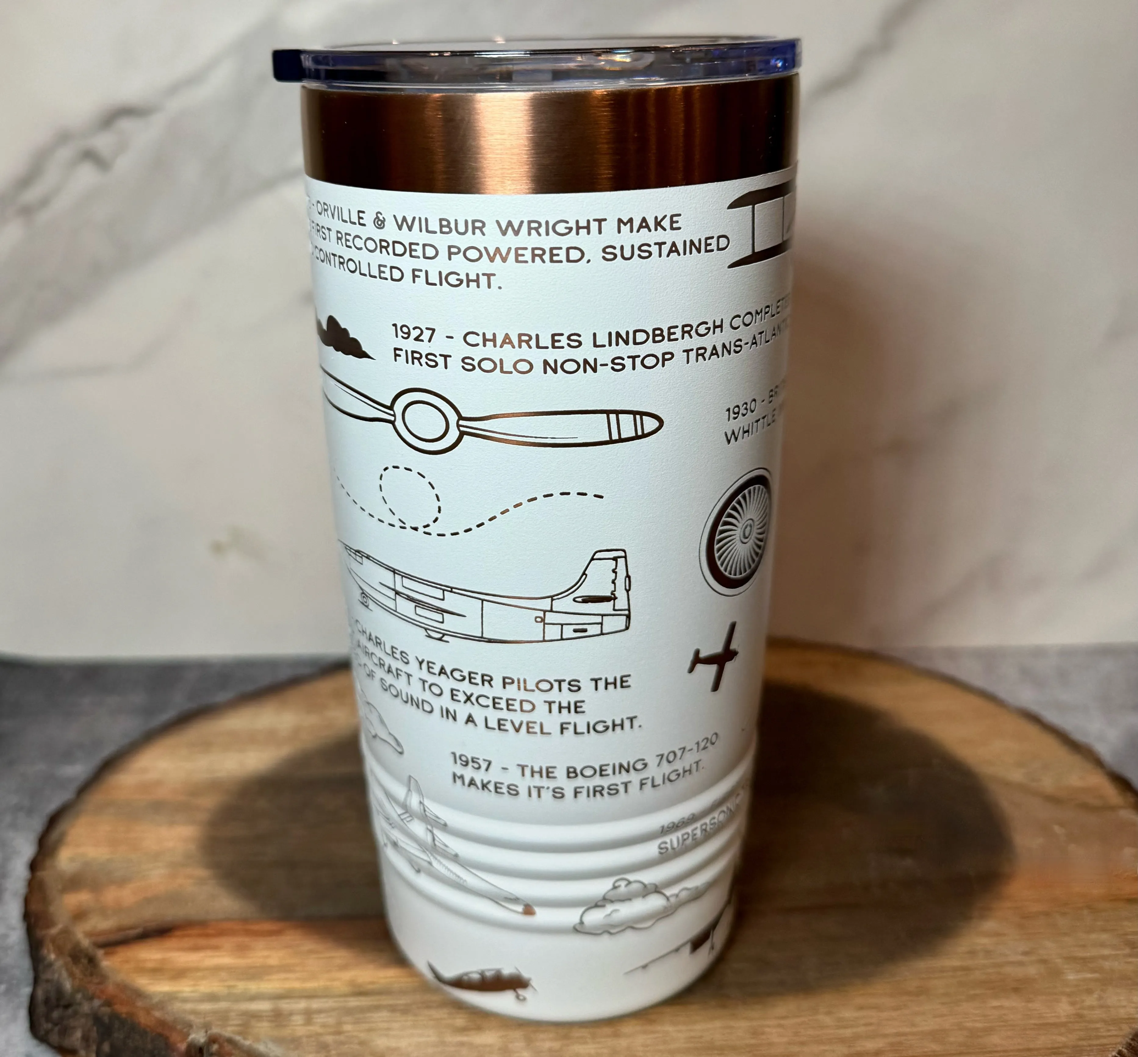 History of Aviation Drink Tumbler - Gift for Pilot or Flight Attendant - Airplane Enthusiast