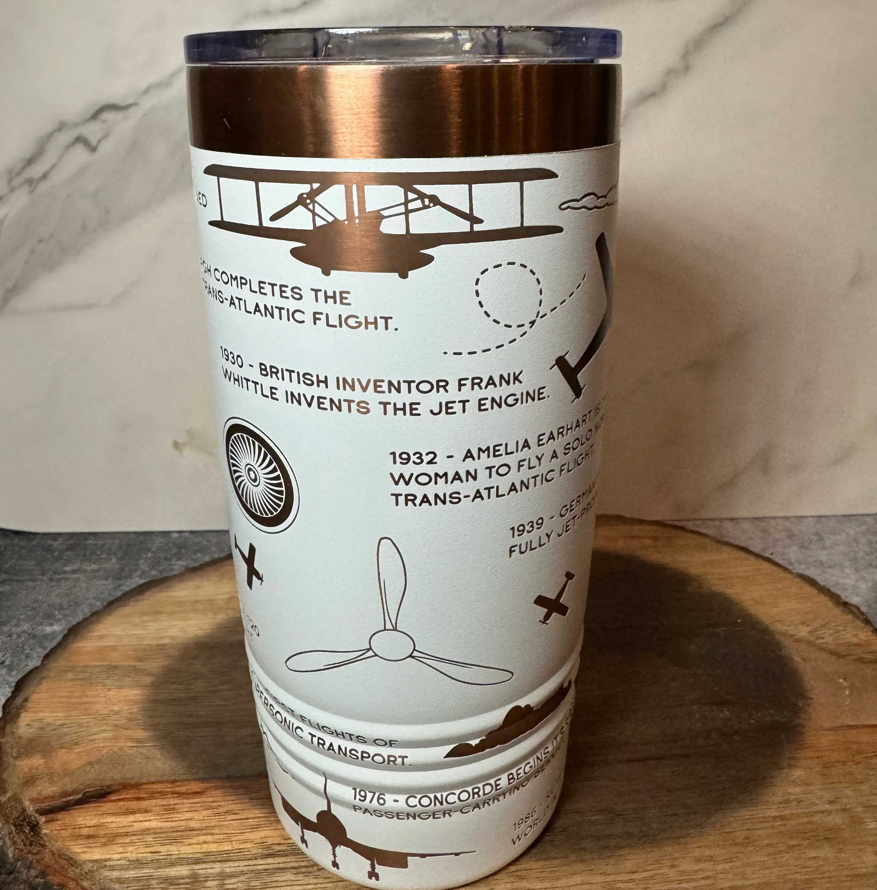 History of Aviation Drink Tumbler - Gift for Pilot or Flight Attendant - Airplane Enthusiast