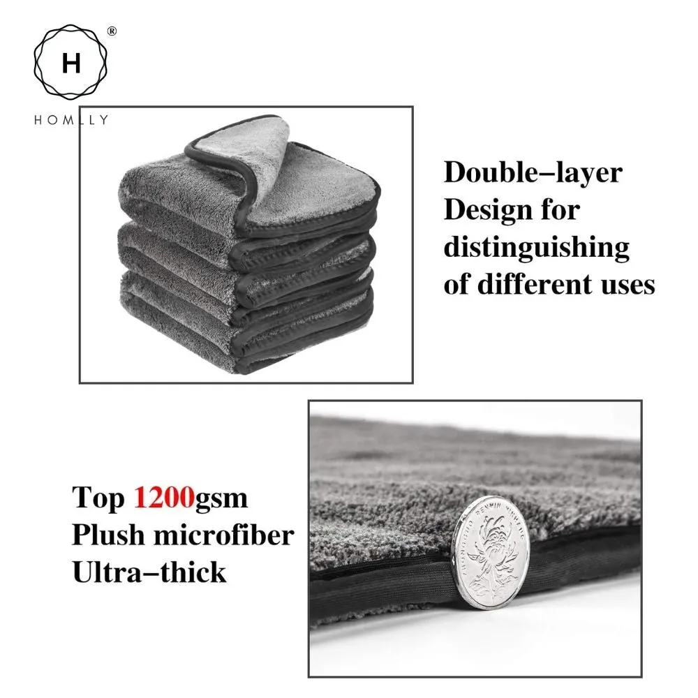 Homlly 1200 GSM Ultra-Thick Double layers Kitchen Cars Drying Microfiber Towel