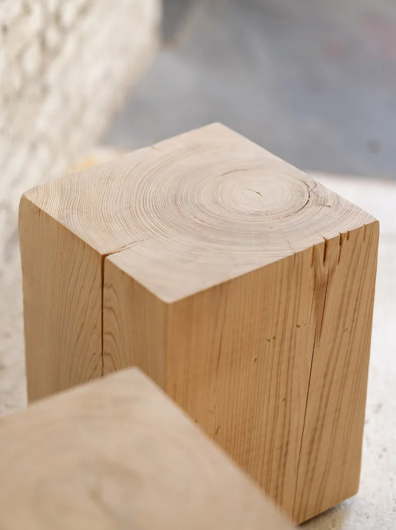 Hyo Table Coastal Vibe | Cypress Wood Cube Side Table