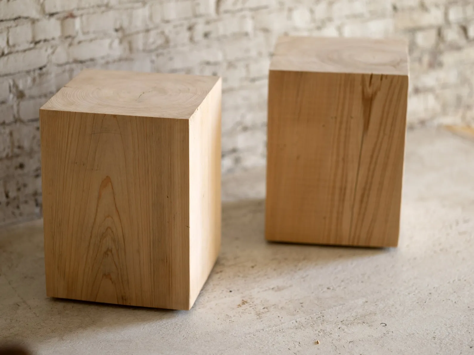 Hyo Table Coastal Vibe | Cypress Wood Cube Side Table