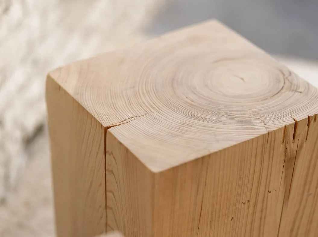 Hyo Table Coastal Vibe | Cypress Wood Cube Side Table