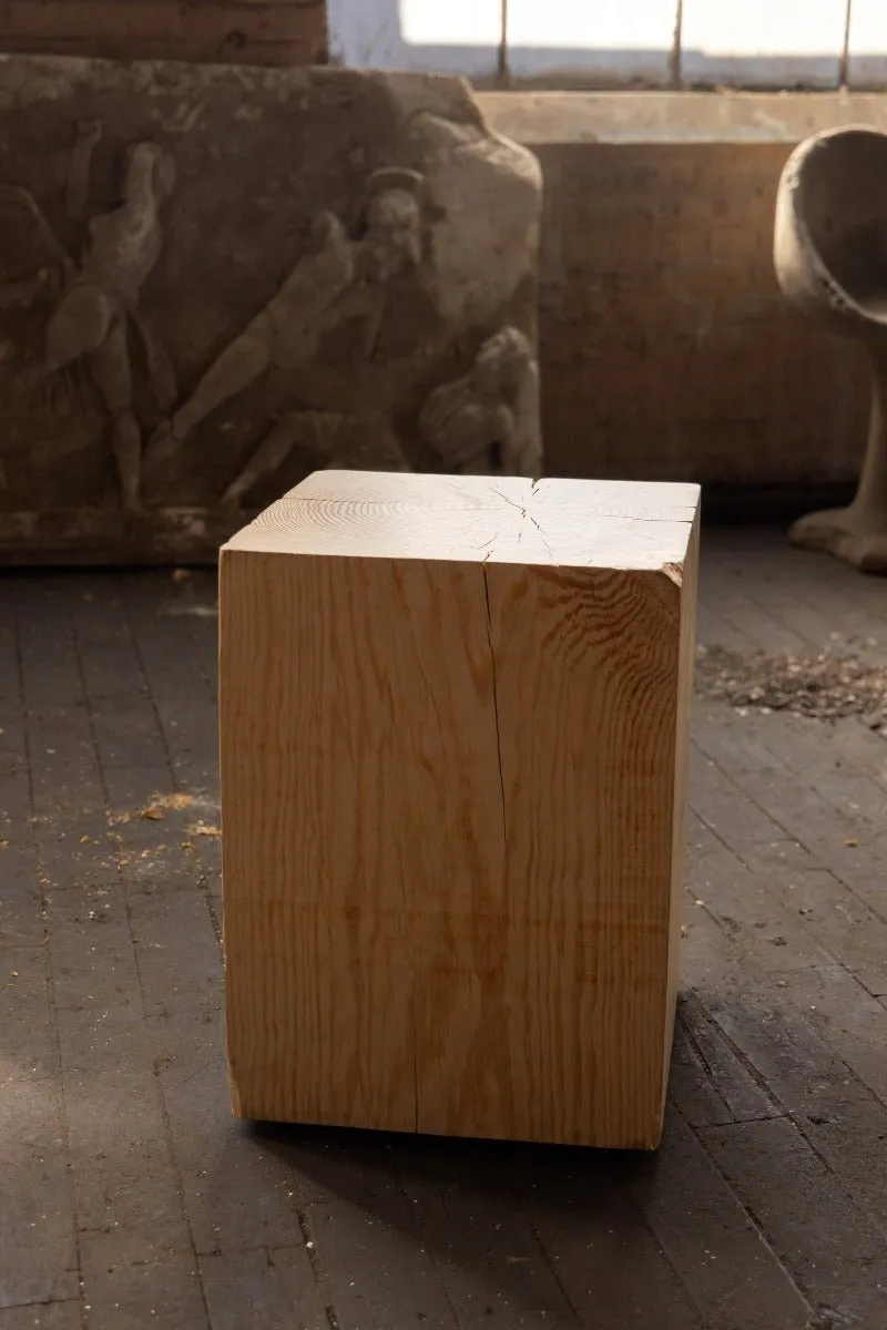 Hyo Table Natural | Pine Wood Cube Side Table