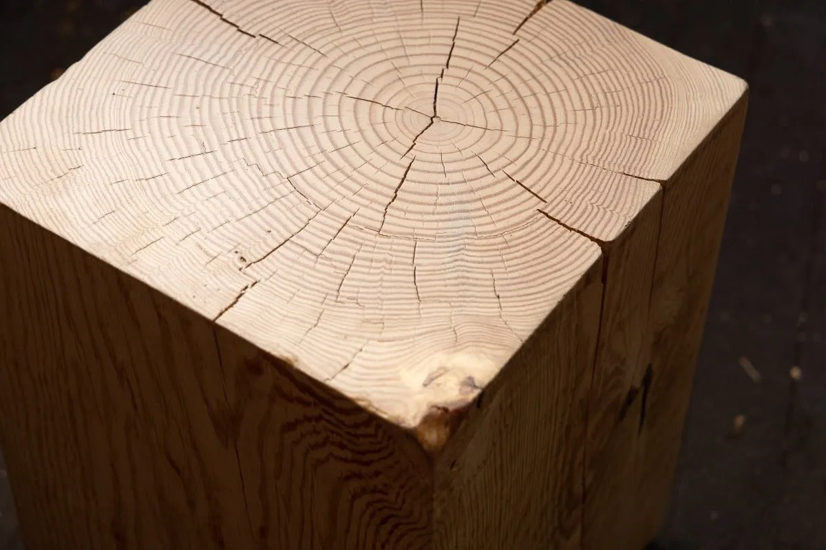 Hyo Table Natural | Pine Wood Cube Side Table