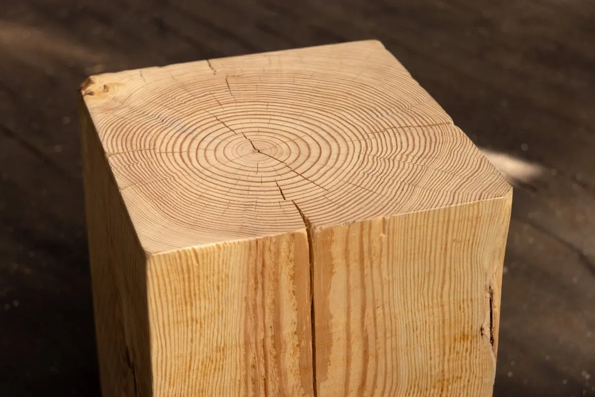 Hyo Table Natural | Pine Wood Cube Side Table
