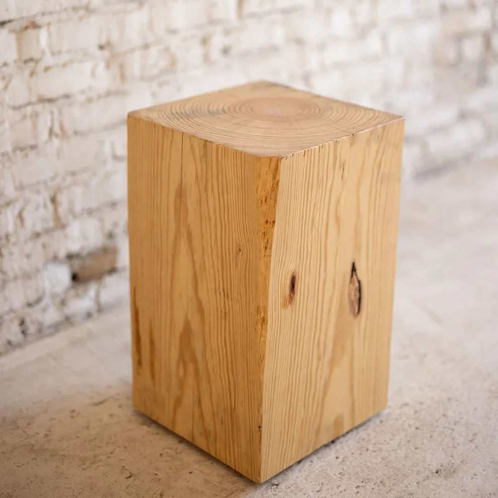 Hyo Table Natural | Pine Wood Cube Side Table