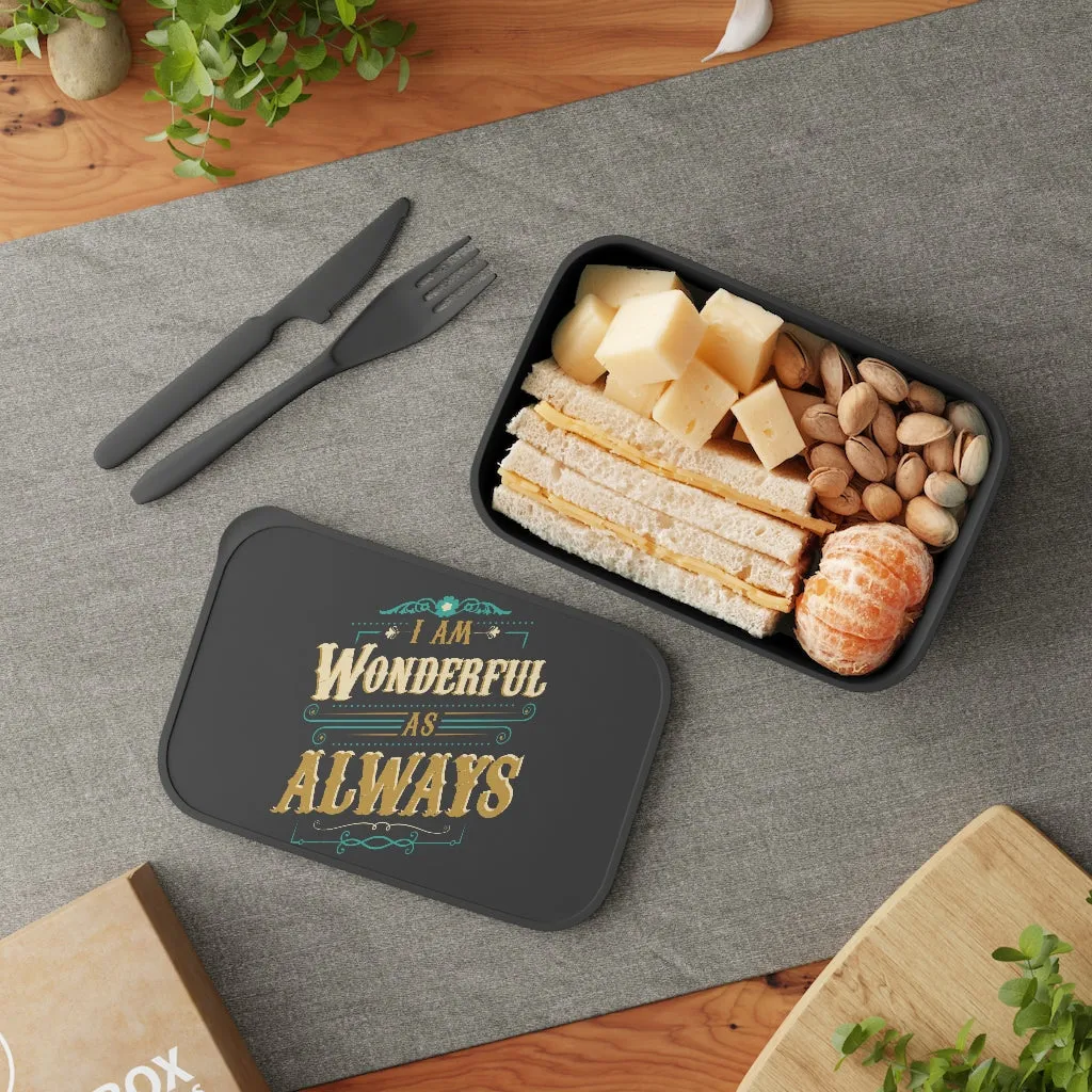 I Am Wonderful As Always PLA Bento Box with Band and Utensils