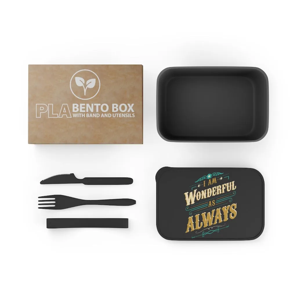 I Am Wonderful As Always PLA Bento Box with Band and Utensils