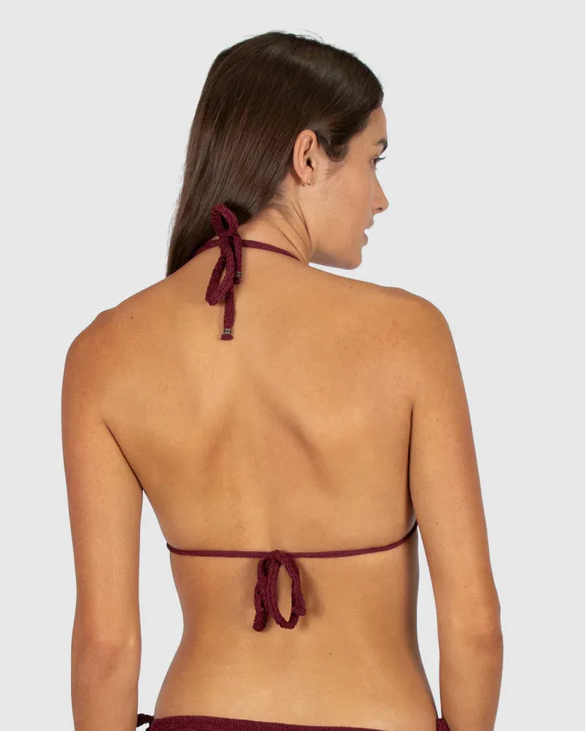 Ibiza Slide Triangle Bikini Bra Top In Currant - Baku