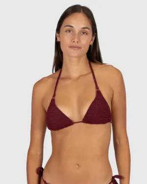 Ibiza Slide Triangle Bikini Bra Top In Currant - Baku
