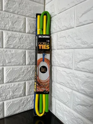 IdeaWorks Gorilla Ties - Reusable Ties for Hanging Items - Rust-Free Material - for Indoor & Outdoor Use (4, 37") Holds up to 200 Lbs