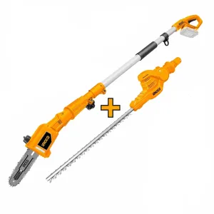 Ingco Lithium-Ion Cordless Pole Saw with Pole Hedge Trimmer with 20V 2.0Ah Battery & Charger - CPTS201681