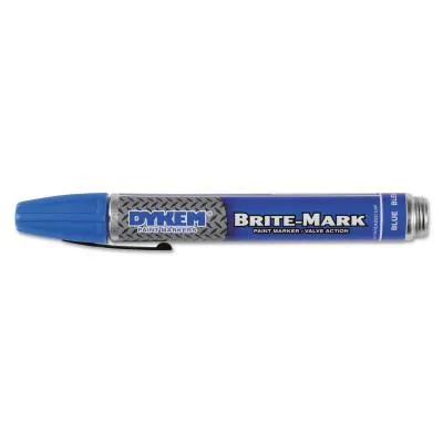 ITW Pro Brands BRITE-MARK® 40 Threaded Cap/Barrel Permanent Paint Marker, Valve Action, Blue, Medium, 40001