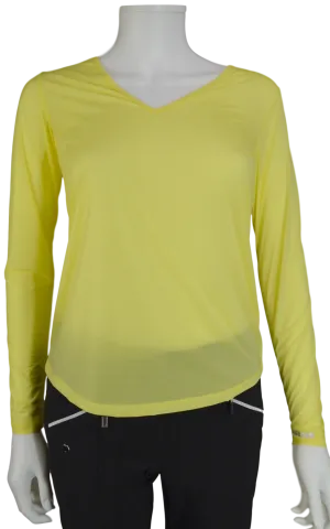 Jamie Sadock Gigabryte Yellow Sunsense Long Sleeve V Neck Shirt - UPF 30