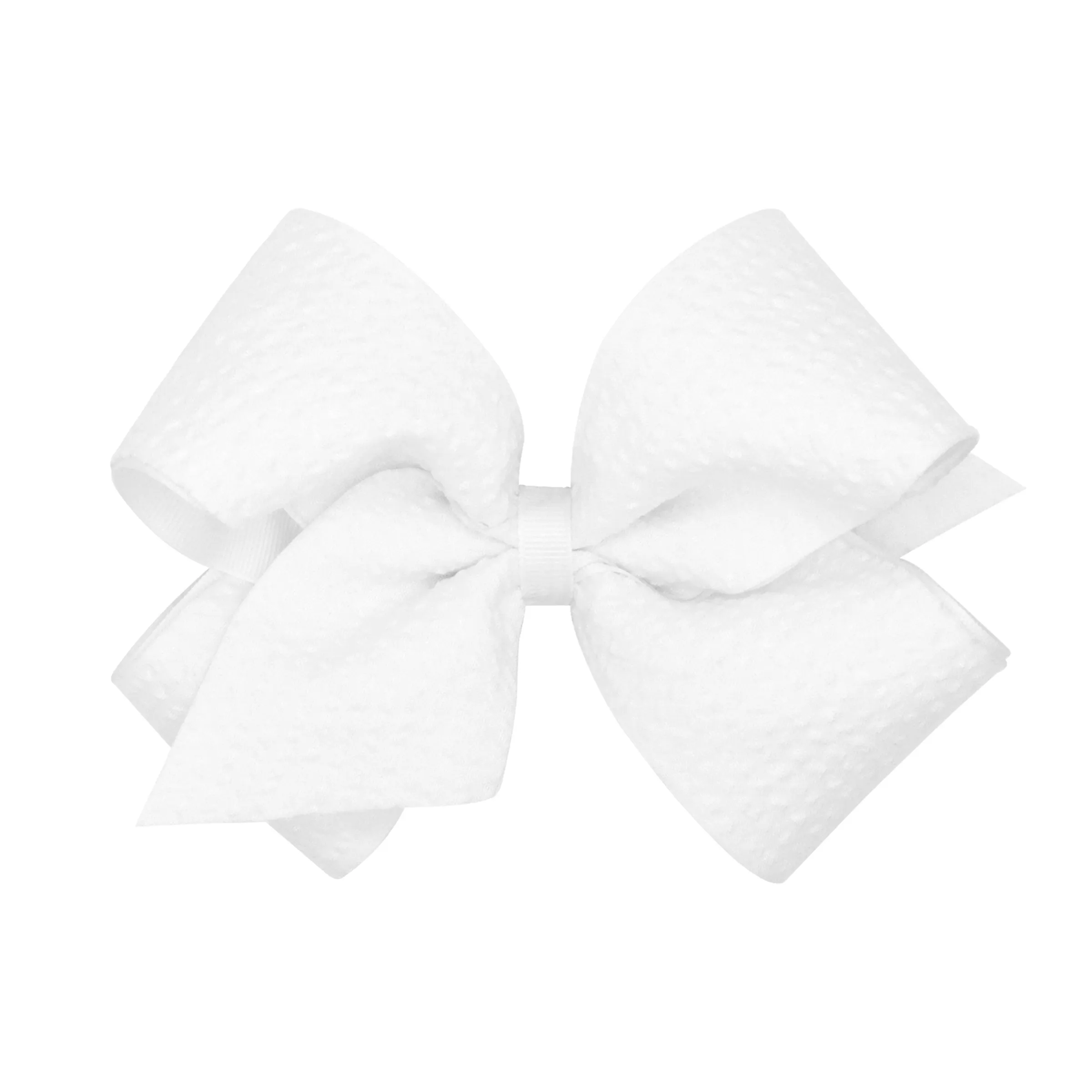 King Seersucker Overlay Grosgrain Hair Bow on Clippie