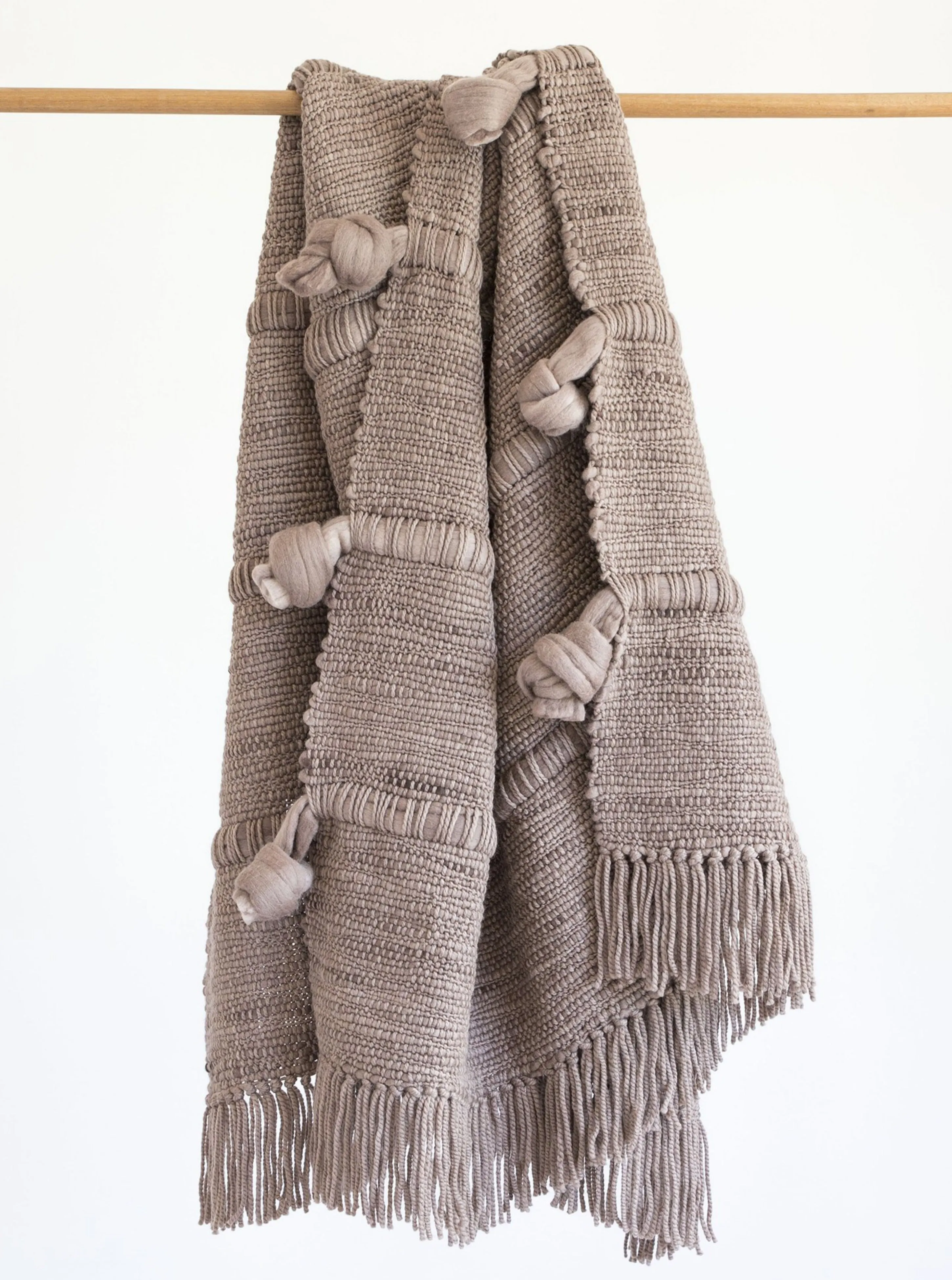 Knot Wool Throw Blanket in Taupe 37*75