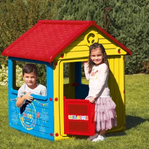 Large Indoor & Outdoor 2 Children Sturdy Playhouse with Front Door & Windows | Ages 2-5 Years