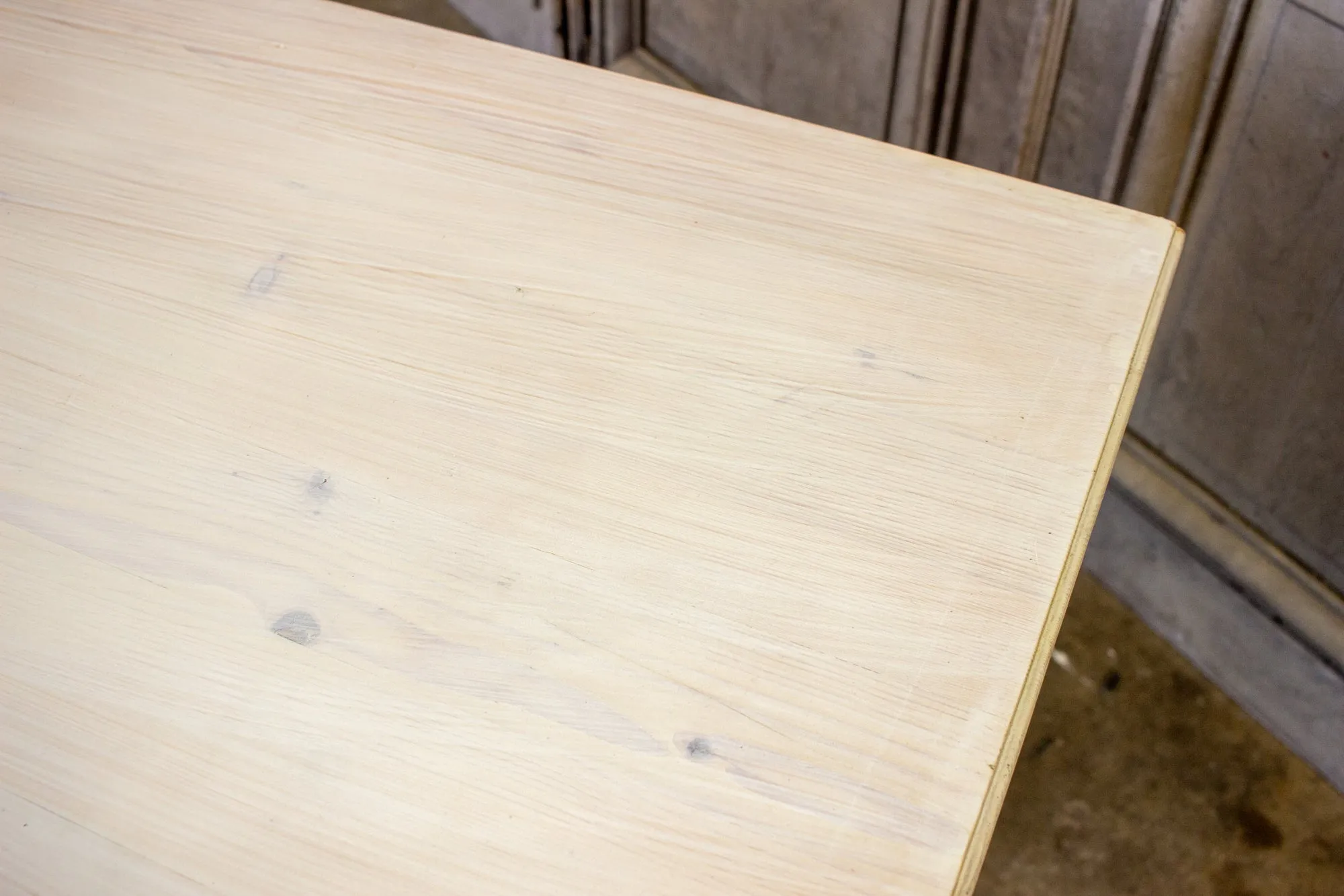 Large Pine Farm Table and Worktable with Drawer in Whitewash Painted Finish
