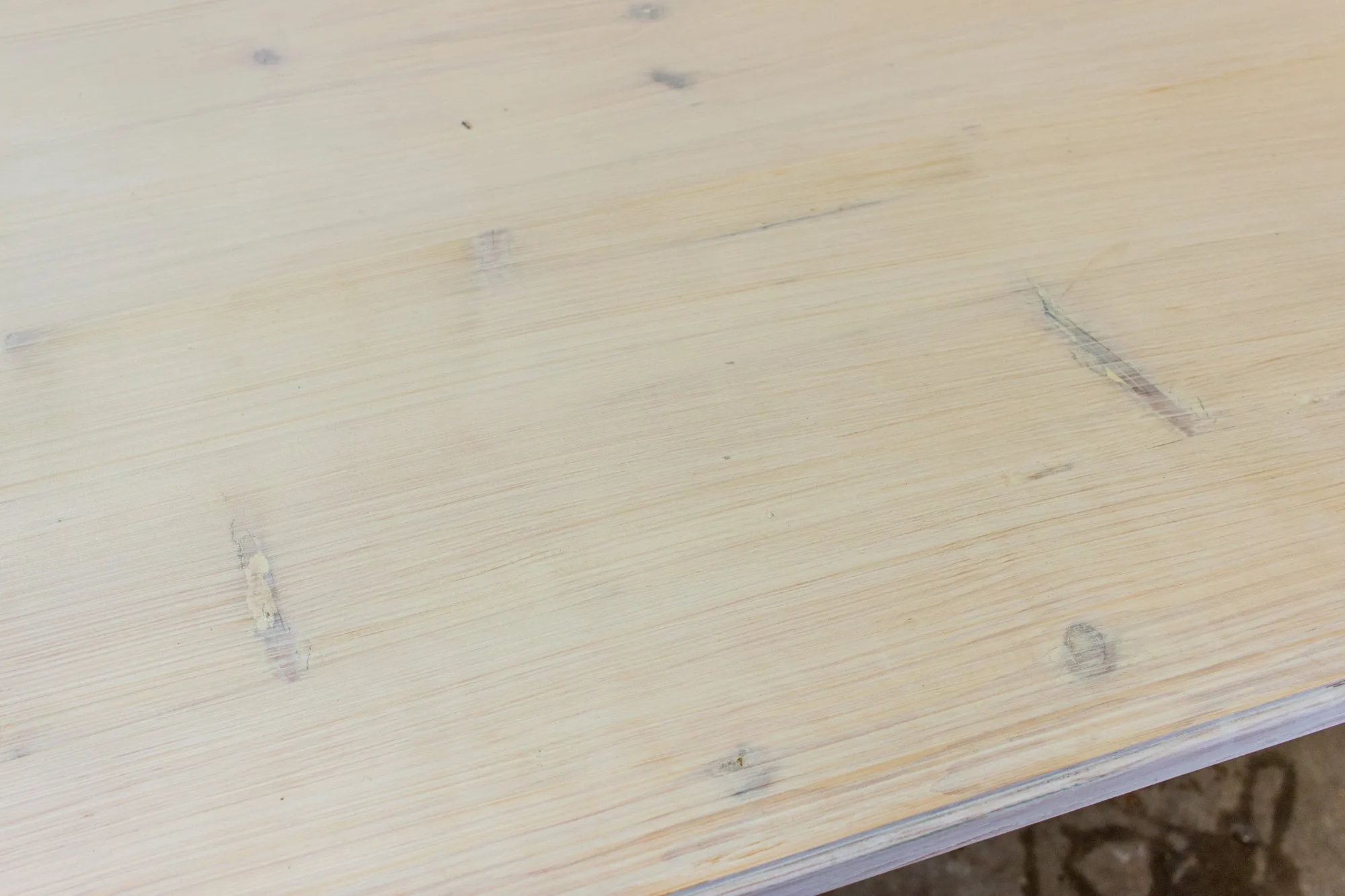 Large Pine Farm Table and Worktable with Drawer in Whitewash Painted Finish