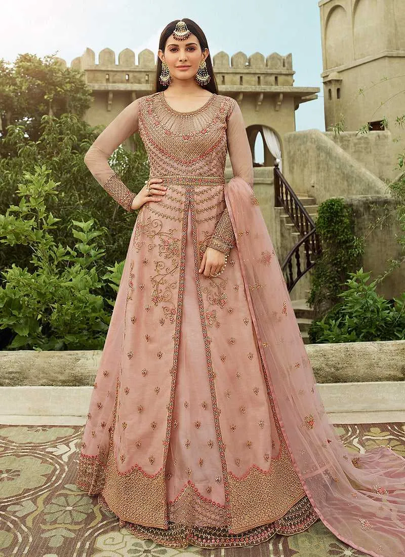 Light Pink Heavy Embroidered Lehenga Style Anarkali