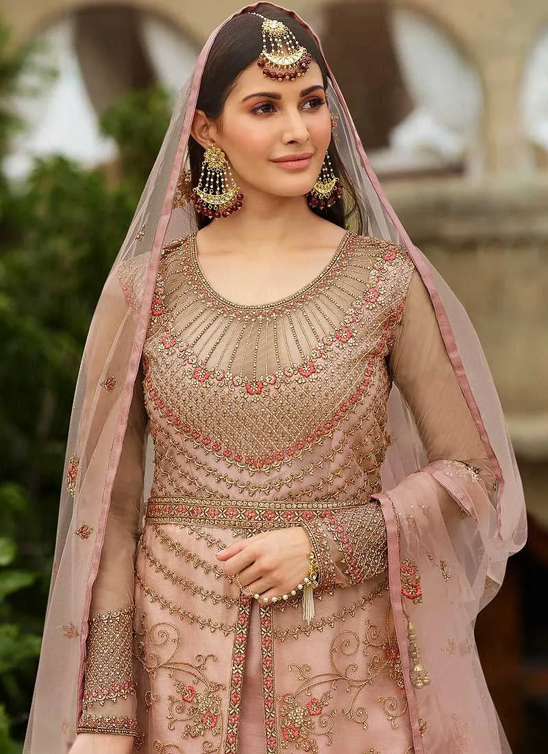 Light Pink Heavy Embroidered Lehenga Style Anarkali
