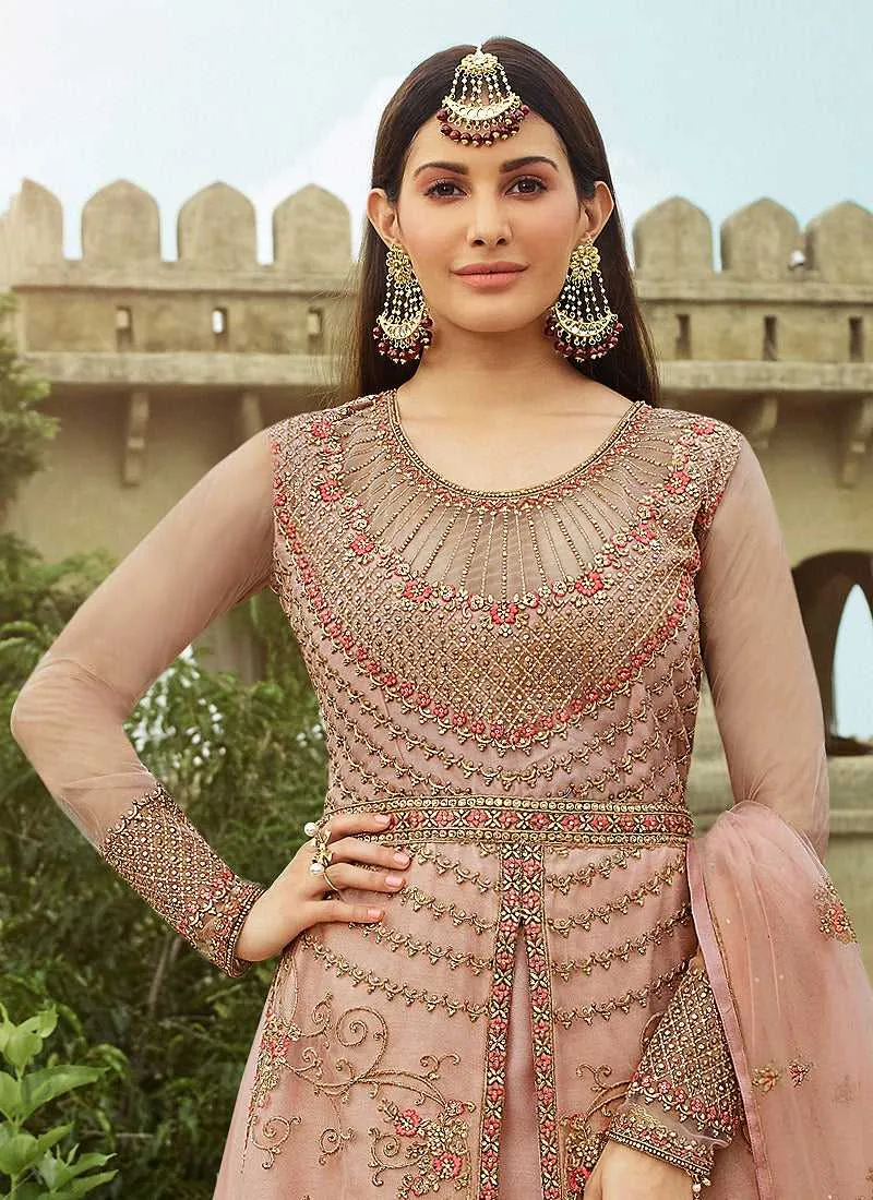 Light Pink Heavy Embroidered Lehenga Style Anarkali