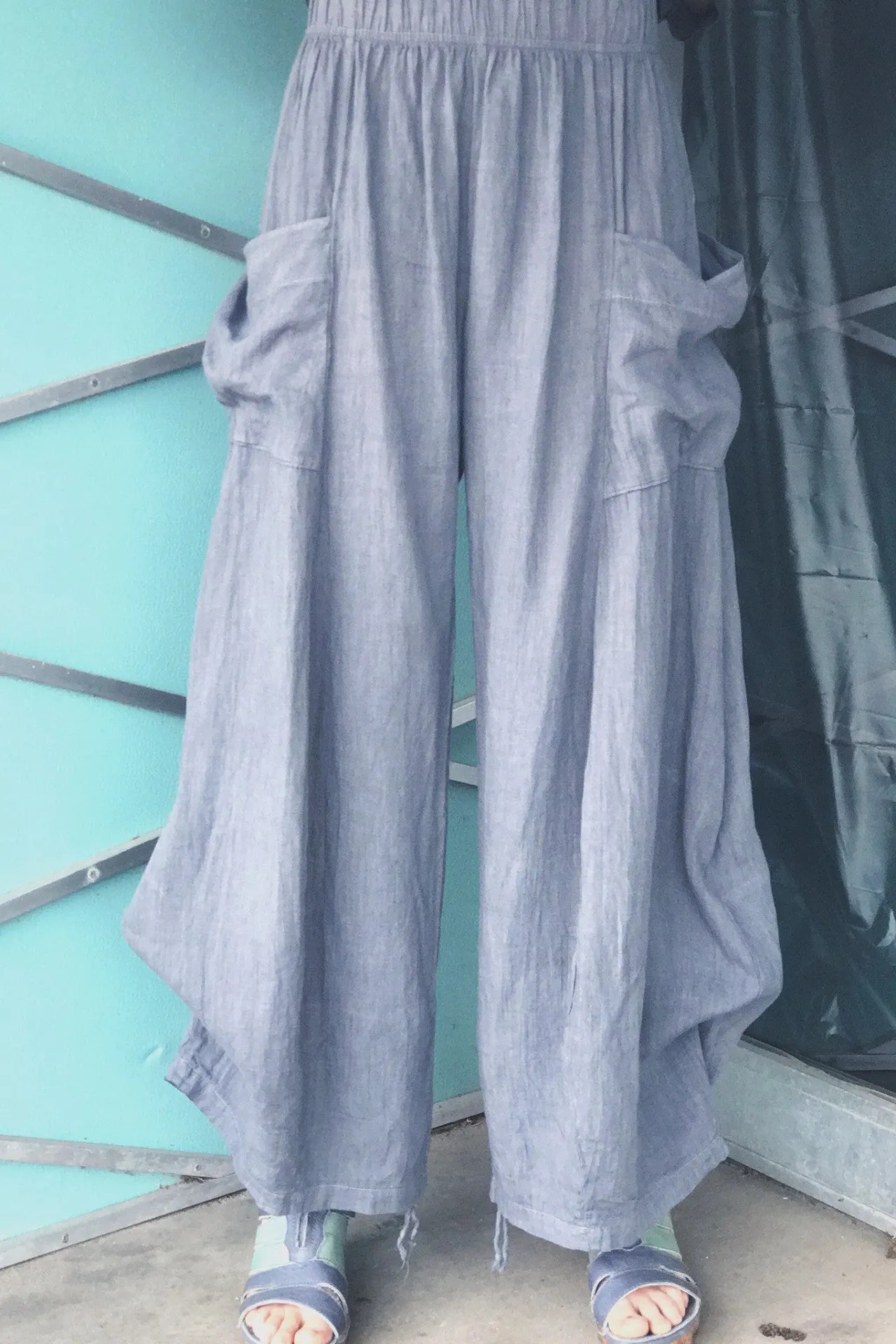 Linen Billow Pant River Blue-3243A