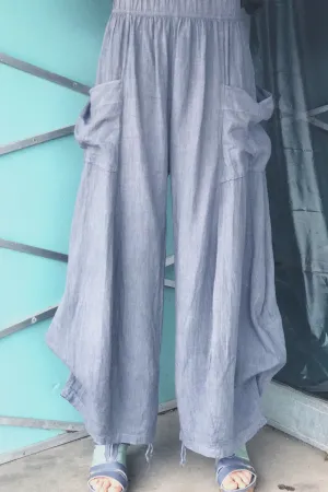 Linen Billow Pant River Blue-3243A