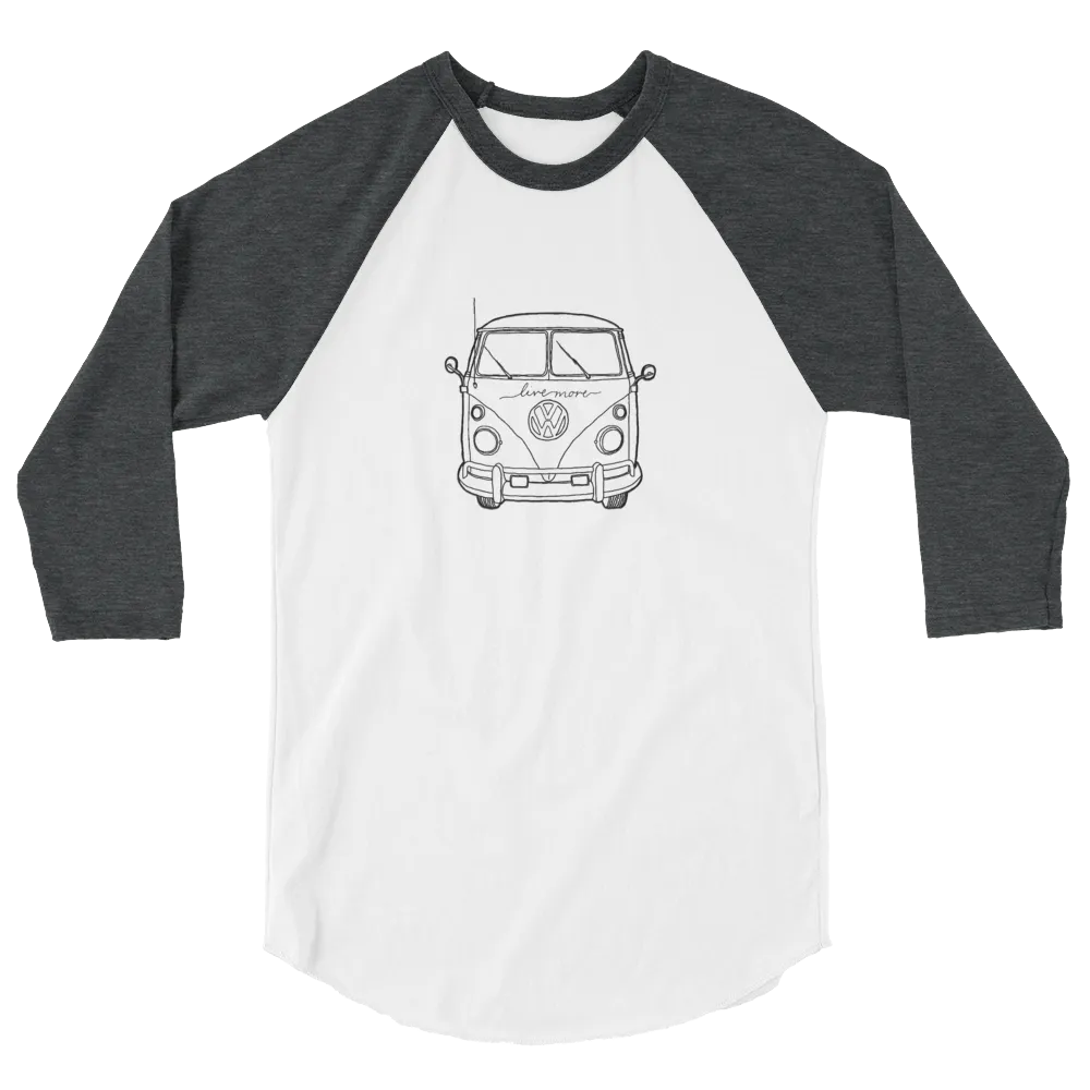 Live More Travel Bus 3/4 sleeve raglan shirt
