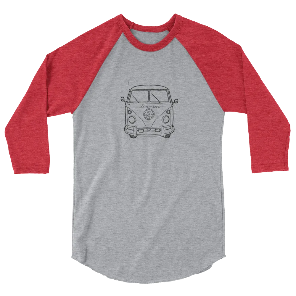 Live More Travel Bus 3/4 sleeve raglan shirt